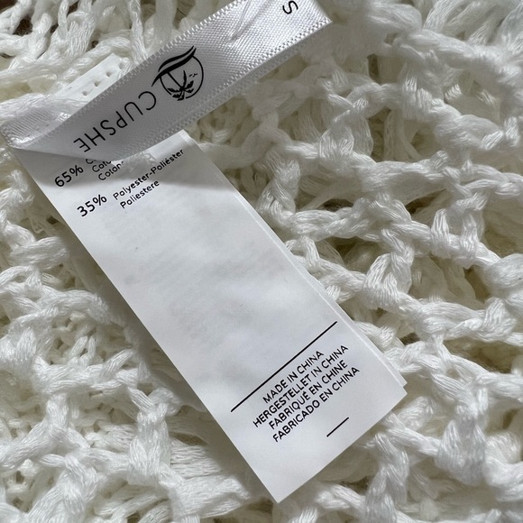 CUPSHE White Crochet swim cover up boho Tassel Three Quarter Sleeve size S - Picture 9 of 9